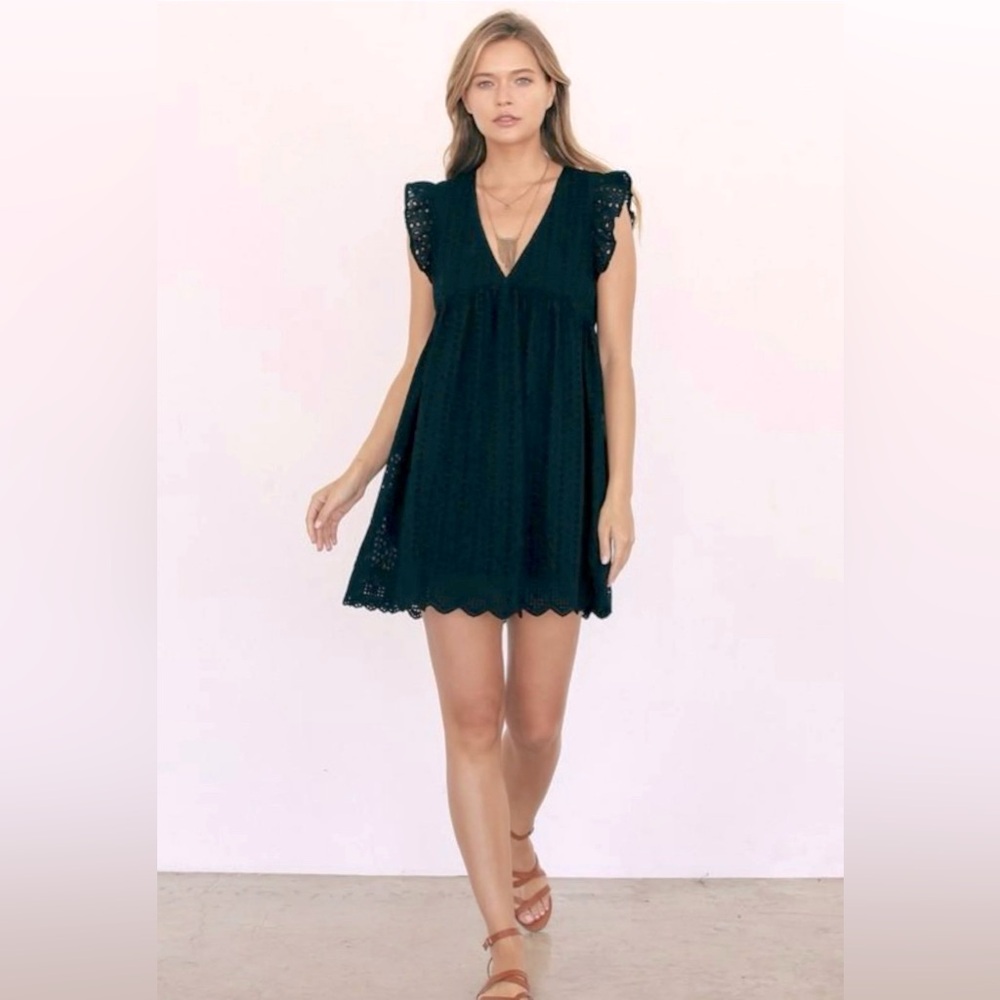 Navy cotton Eyelet Dress romper size small S